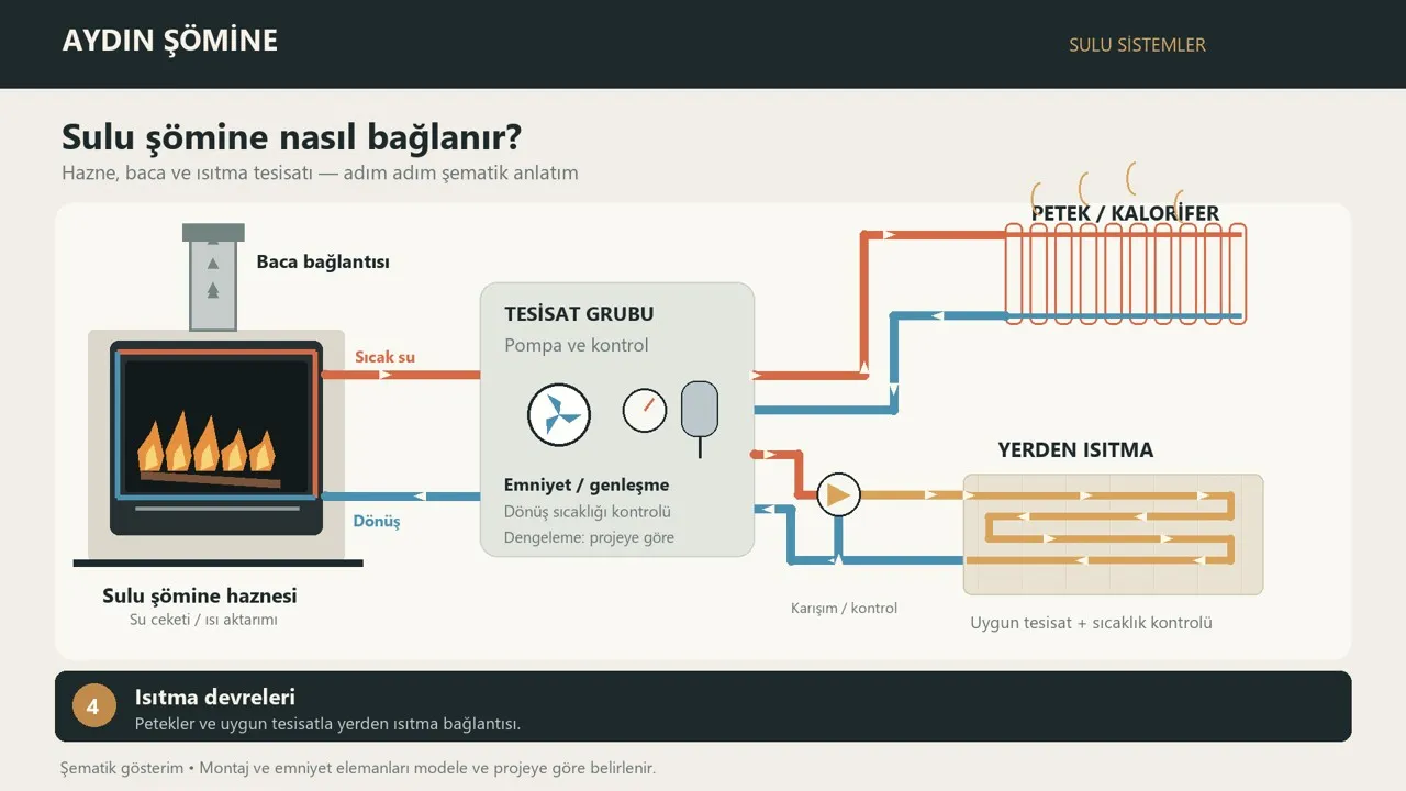 Sulu şömine montajı ve kalorifer tesisatına bağlantı